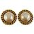 Orecchini a clip dorati Chanel con perle finte D'oro