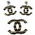 Set di spilla e orecchini Chanel 05A in resina, perle, smalto, CC, righe nere e bianche, grande dimensione Nero Bianco - vista 2