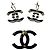 Set di spilla e orecchini Chanel 05A in resina, perle, smalto, CC, righe nere e bianche, grande dimensione Nero Bianco - vista 7
