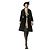 Abrigo swing de bouclé forrado de seda Dries Van Noten otoño 2005 Negro