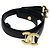 CHANEL COCO Mark Gürtel Leder 26,4"" Schwarz Gold CC Auth yk17305 Golden