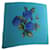 Foulard Yves Saint Laurent en soie bleu à fleurs  - vue 1
