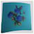 Foulard Yves Saint Laurent en soie bleu à fleurs  - vue 2