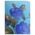 Foulard Yves Saint Laurent en soie bleu à fleurs  - vue 5