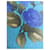 Foulard Yves Saint Laurent en soie bleu à fleurs  - vue 6