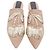 SANAYI 313 Sanayi Silberstoff bestickte Babouche Slipper Braun Beige