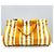 Hermès Borsa tote a righe Hermes Toile H Cannes MM Bianco Arancione - vista 2