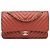 Chanel Arancione Medio Classico Chevron Pelle di Agnello Doppio