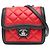 Chanel Rosso Mini Quadrato in Pelle di Agnello Grafica Borsa a Spalla