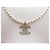 NUOVO COLLIER CHANEL LOGO CC 2024 IN PERLE E METALLO DORATO D'oro - vista 3