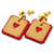 Hermès Hermes As de Coeur Swift Metal Gold Red Y Stamp Earrings Golden  - view 1