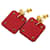 Hermès Hermes As de Coeur Swift Metal Gold Red Y Stamp Earrings Golden  - view 4