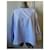 Camicia a righe Céline in cotone bianca e blu Bianco - vista 3