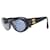 Gafas de sol ovaladas negras con logo CC dorado Chanel 05974 Negro
