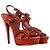 Sandali Tribute di Saint Laurent in suede bordeaux Rosso Bordò - vista 4