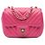 Chanel Pink Mini Quadrat Klassisch Chevron aus Lammleder mit Einzelklappe