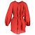 Autre Marque Abito Mini Gathered Matteau in Cotone Organico Rosso e Seta - vista 3