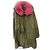 Parka de algodón Mr & Mrs Italy verde con borde de piel de mapache rosa