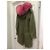 Parka de algodón Mr & Mrs Italy verde con borde de piel de mapache rosa - vista 5