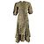 Vestido midi envolvente de algodón marrón con estampado de leopardo Ganni