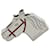 Hermès Silver Quadrige Twilly Scarf Ring Silvery Red Metal Enamel Palladium