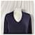 Iris & Ink V-Ausschnitt Rippstrickpullover aus marineblauem Kaschmir - Ansicht 10