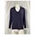 Iris & Ink V-Ausschnitt Rippstrickpullover aus marineblauem Kaschmir - Ansicht 7