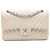 Chanel Bianco Piccolo Classico Chevron in Pelle di Agnello Doppio Flap Bianco sporco