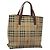 Borsa a mano in PVC beige marrone a quadri Nova di BURBERRY oro Auth BD438 D'oro