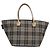 Burberry Nova Check Tote Bag aus Nylon in Beige mit blauer Etikette, silber authentisch bs23441 - Ansicht 3