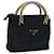PRADA Borsa a mano in nylon blu navy oro Auth BA355 D'oro