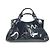 Cartier Marcello Emaille Leder Tote-Handtasche Schwarz