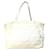 Borsa da spiaggia Chanel in cotone e pelle bianca Bianco