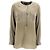 Theory Blusa de manga larga con medio botón en seda oliva Verde Verde oliva