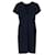  Alexander Mcqueen V-Neck Midi Dress in Navy Blue Acetate Cellulose fibre  ref.2108286