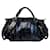 Borsa Galaxy Grande in Python Blu e Pelle Nera Gucci Nero Blu scuro
