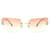Occhiali da sole Chanel CC Logo argento salmone rosa con strass - vista 2