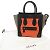 Céline Celine Luggage Micro Shopper Leather Multicolor Handbag Black Beige Orange - view 3
