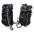 Chanel Denim gesteppter Mini-Eimer mit Kette in Schwarz - Ansicht 3
