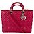 Christian Dior Borsa a Spalla Lady Dior Grande in Pelle di Agnello Cannage Rossa Rosso