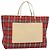 Burberry Nova Check Tote Bag Nylon Rot Beige Auth th5793