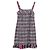 Vestido mini de tweed a cuadros con volantes en algodón gris y rosa de Chanel