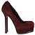 Décolleté a piattaforma Tribtoo di Saint Laurent in suede bordeaux Rosso Bordò