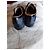 Autre Marque Scarpe stringate ricamate in pelle e tela nero blu navy - vista 3