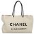 CHANEL Tote Tasche Leder Weiß Silber CC Auth ac3702