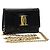 Borsa a spalla Vala Chain di Salvatore Ferragamo in smalto nero e oro Auth hk2388 D'oro