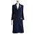Chanel Abrigo de tweed azul marino con acentos de cuero 38 FR