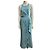 Vera Wang Abito da sera in satin e chiffon turchese