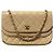 Timeless Borsa Chanel Double Flap in pelle d'agnello beige