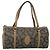 Borsa a mano SAINT LAURENT in pelle embossata grigia Auth sw230 Marrone